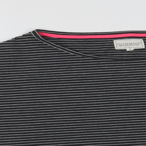 escape reality Womens Grey Striped  Basic T-Shirt Size M