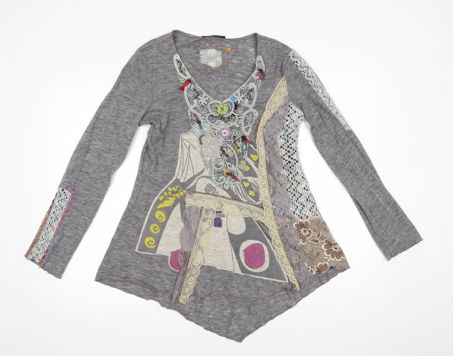 Peruggi Womens Grey   Basic Blouse Size L
