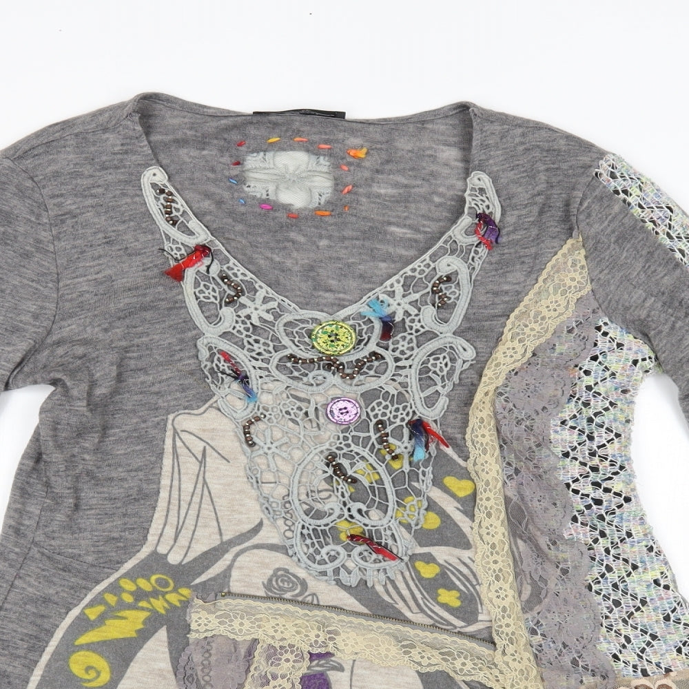 Peruggi Womens Grey   Basic Blouse Size L