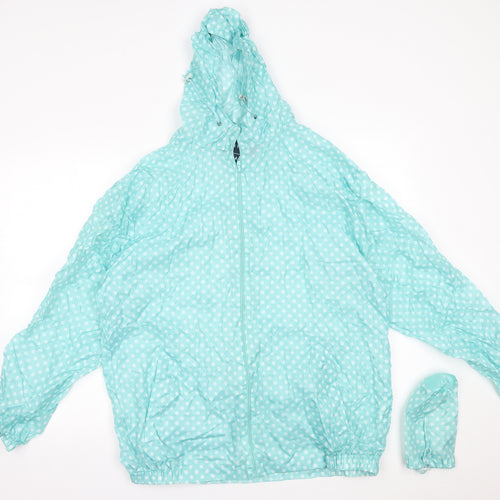 rainydays Womens Blue Polka Dot  Rain Coat Coat Size M  - pac a mac with bag