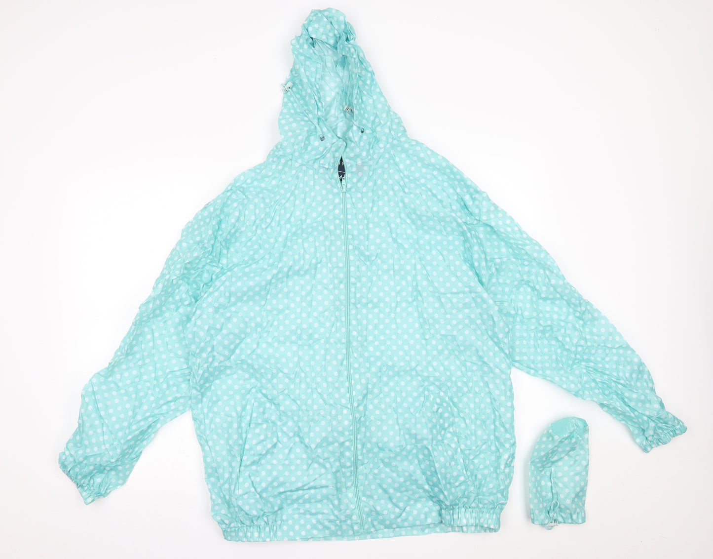 rainydays Womens Blue Polka Dot  Rain Coat Coat Size M  - pac a mac with bag