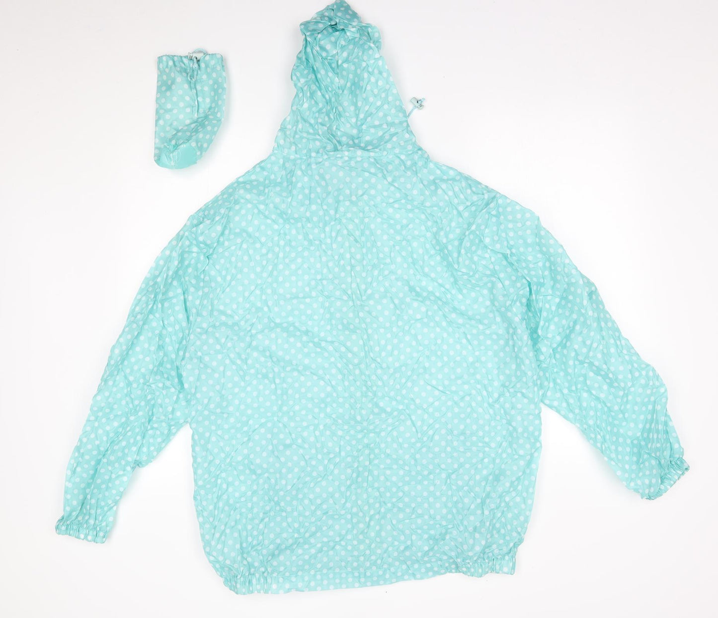 rainydays Womens Blue Polka Dot  Rain Coat Coat Size M  - pac a mac with bag