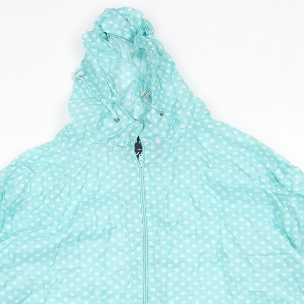 rainydays Womens Blue Polka Dot  Rain Coat Coat Size M  - pac a mac with bag