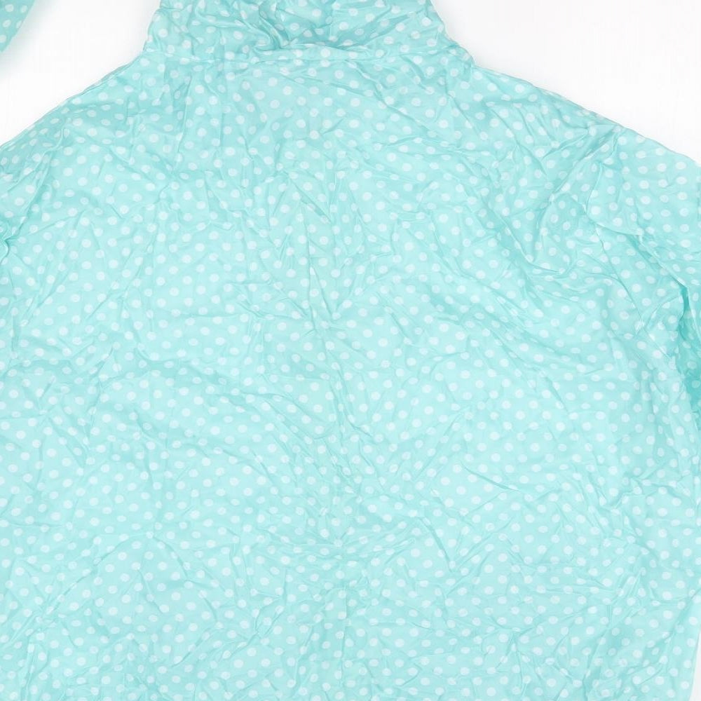 rainydays Womens Blue Polka Dot  Rain Coat Coat Size M  - pac a mac with bag