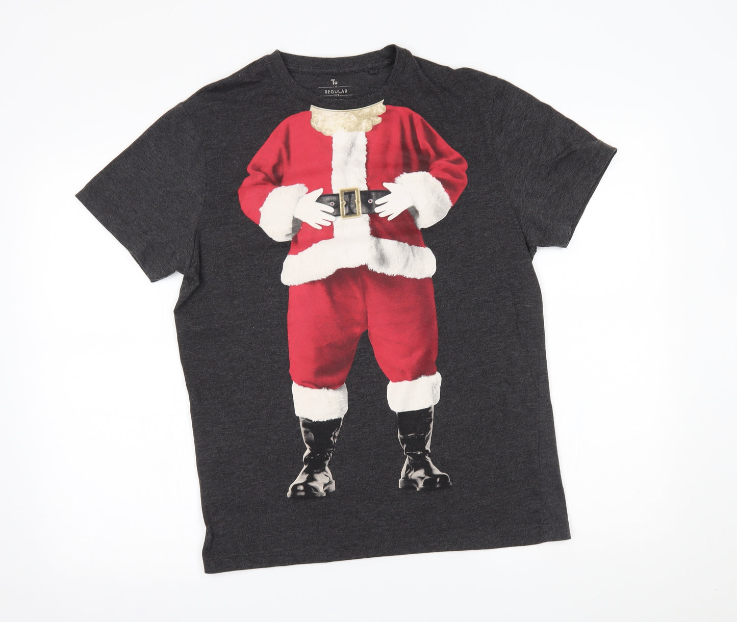 TU Mens Grey    T-Shirt Size M  - santa, christnas