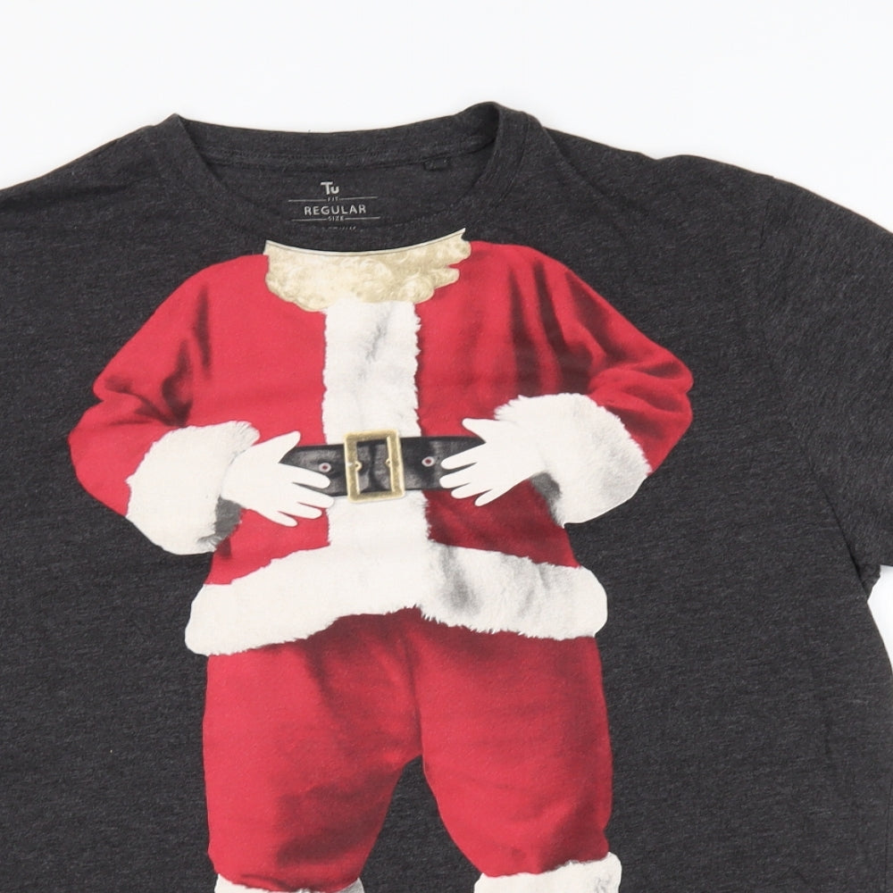 TU Mens Grey    T-Shirt Size M  - santa, christnas