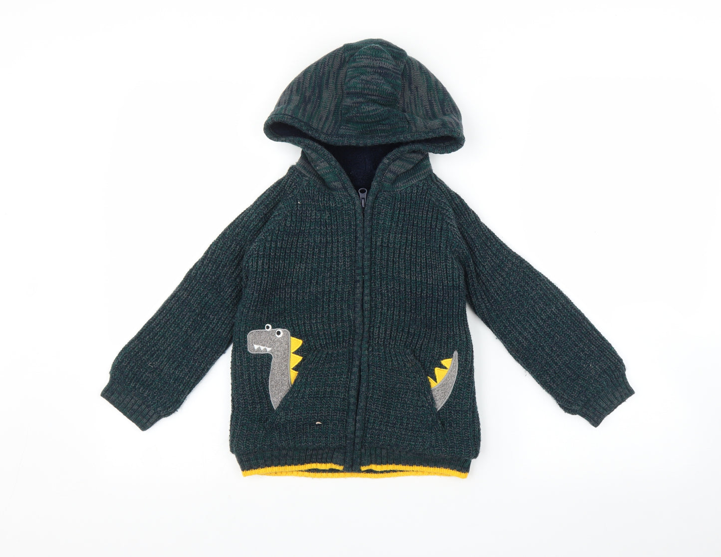 Nutmeg Boys Green   Full Zip Hoodie Size 5-6 Years  - dinosaur
