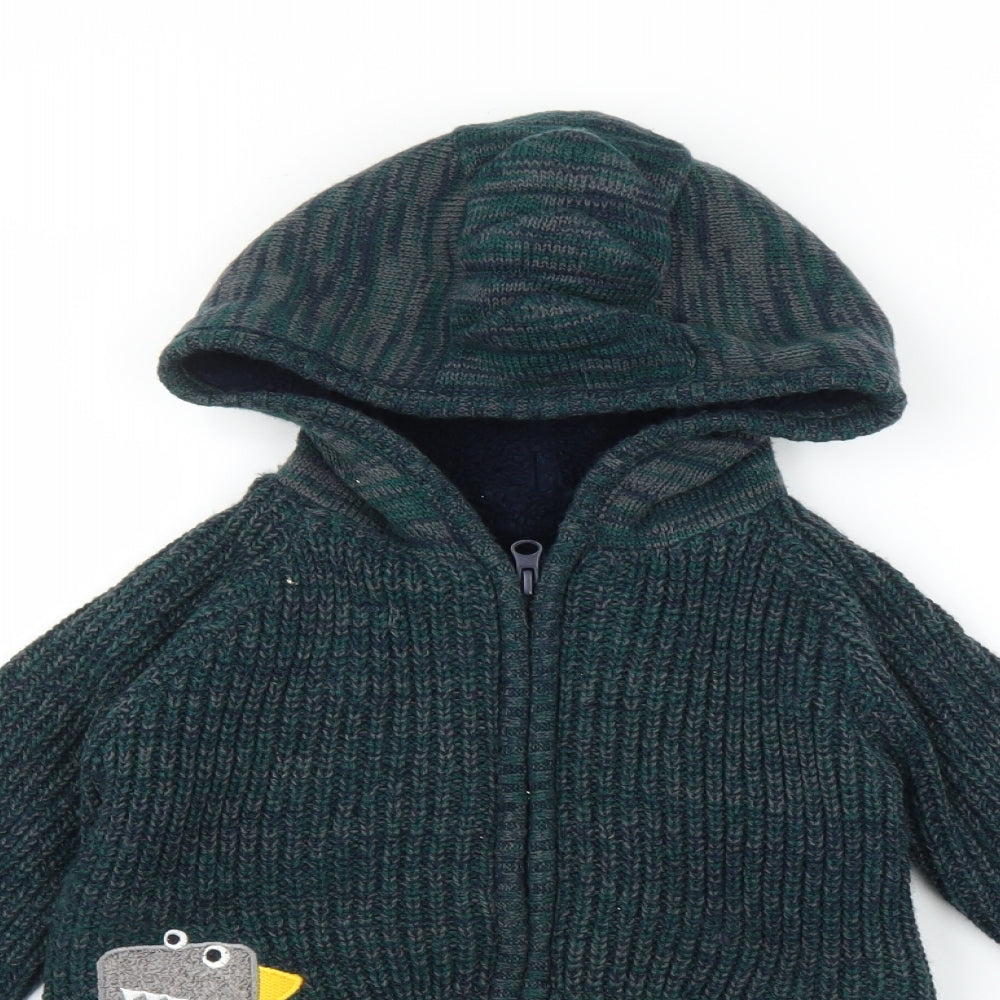 Nutmeg Boys Green   Full Zip Hoodie Size 5-6 Years  - dinosaur