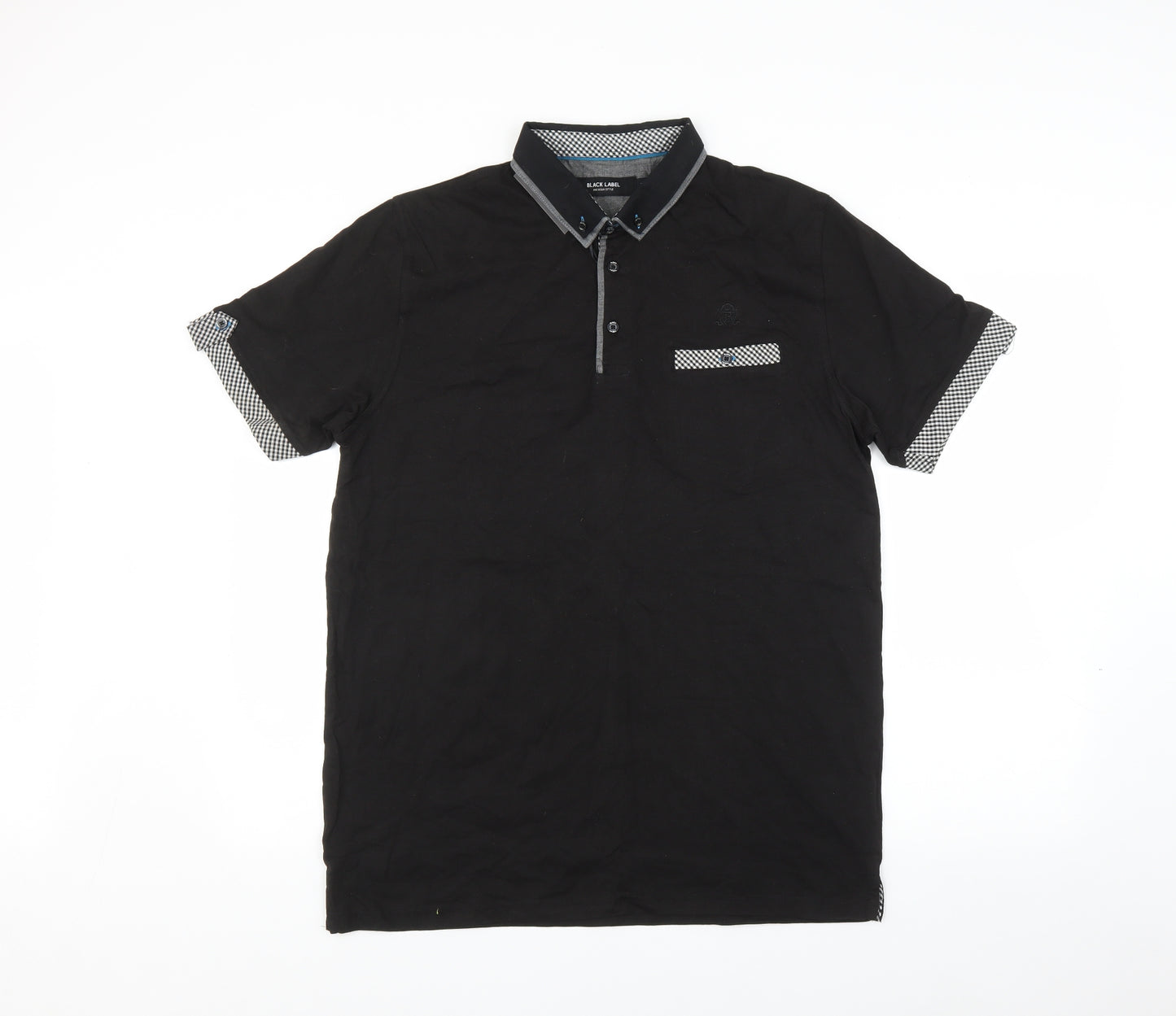 Black Label Mens Black    Polo Size L