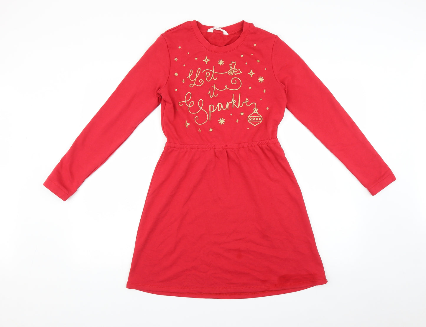 H&M Girls Red   Fit & Flare  Size 12-13 Years  - Christmas