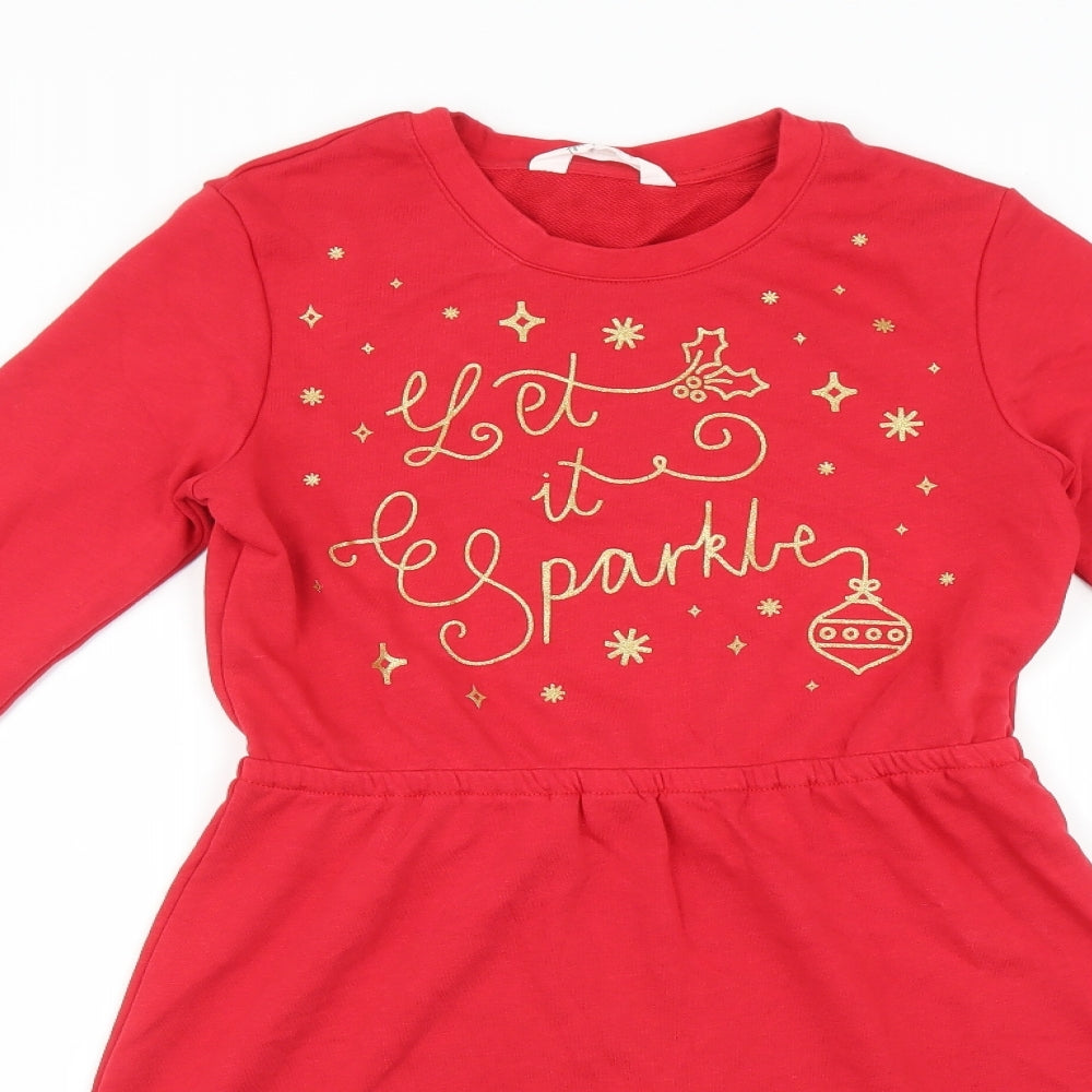 H&M Girls Red   Fit & Flare  Size 12-13 Years  - Christmas
