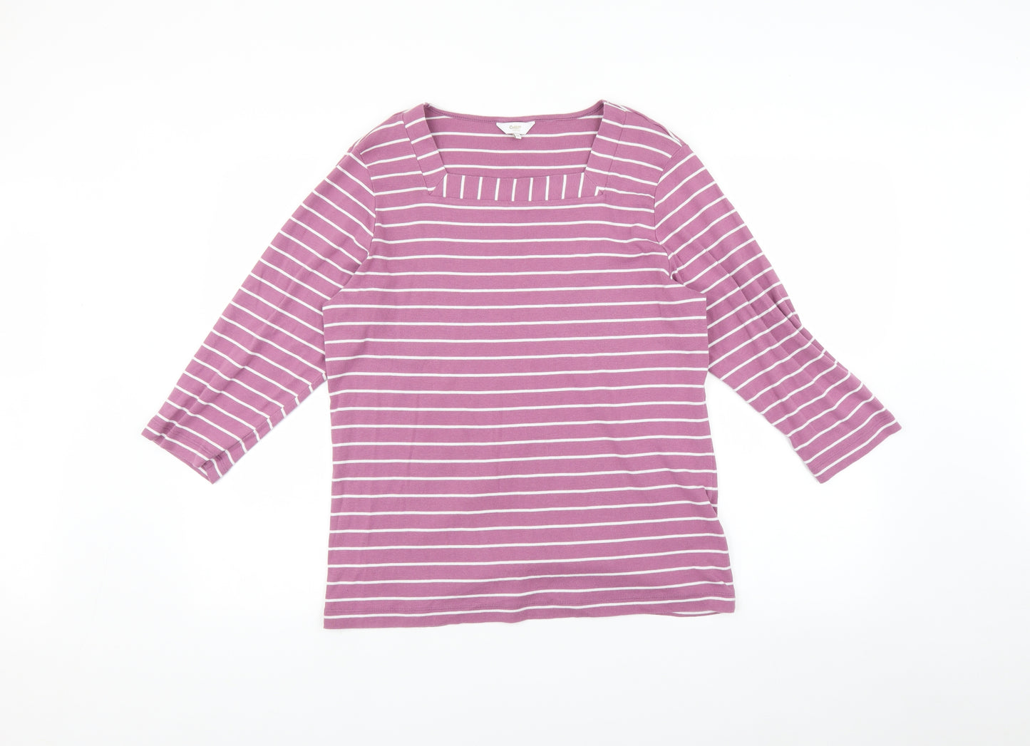 Cotton Traders Womens Purple Striped  Basic T-Shirt Size 18