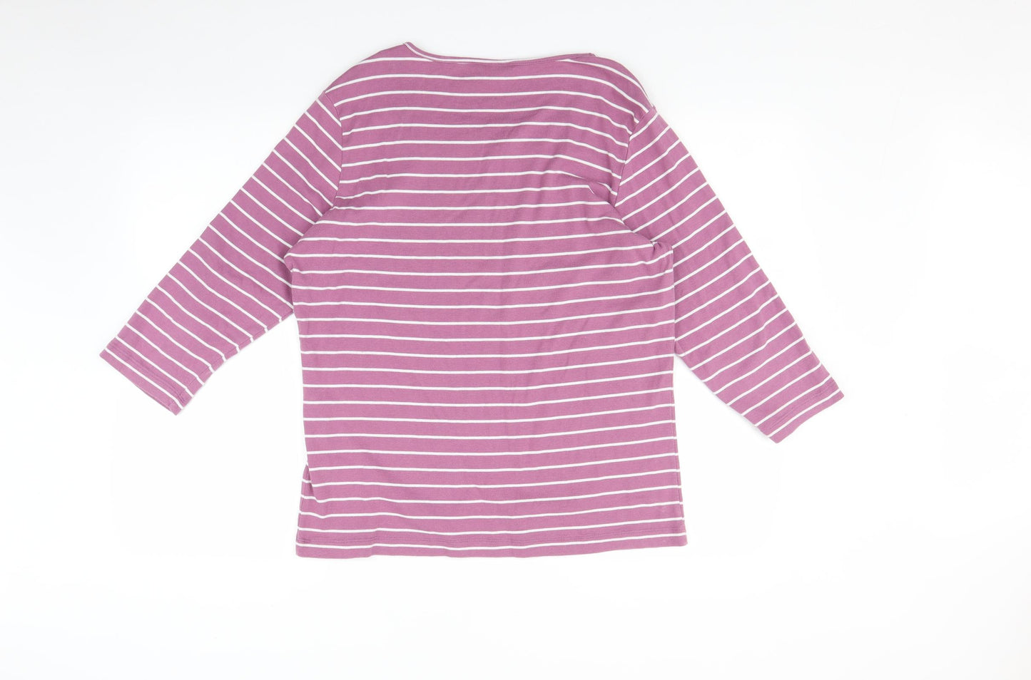 Cotton Traders Womens Purple Striped  Basic T-Shirt Size 18