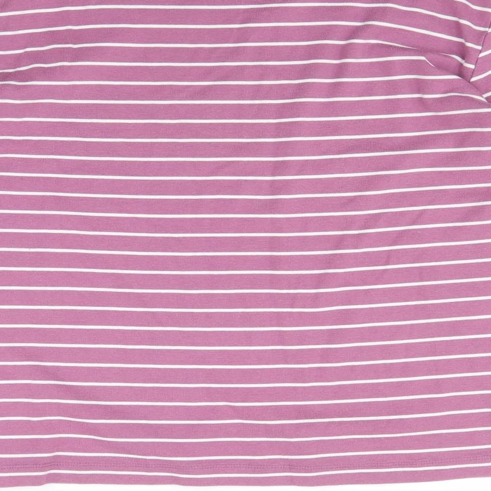 Cotton Traders Womens Purple Striped  Basic T-Shirt Size 18