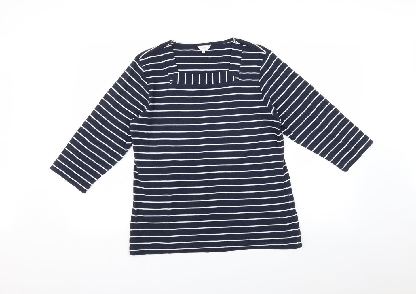 Cotton Traders Womens Blue Striped  Basic Polo Size 18
