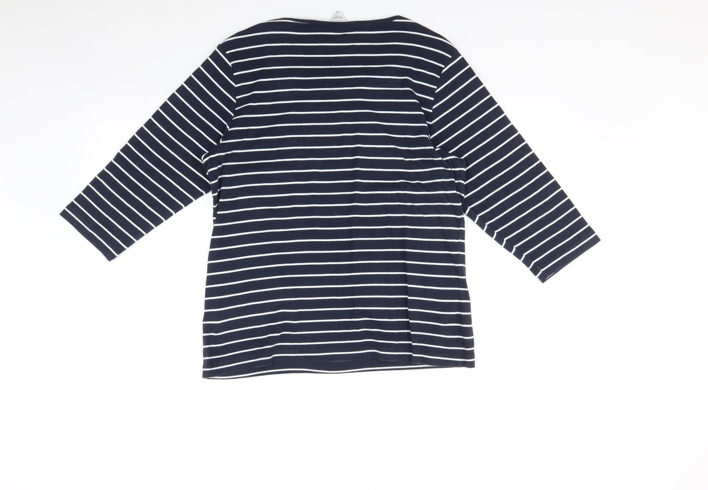Cotton Traders Womens Blue Striped  Basic Polo Size 18