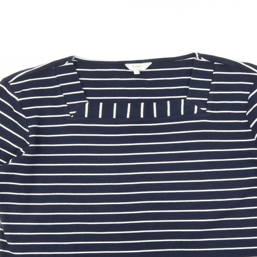 Cotton Traders Womens Blue Striped  Basic Polo Size 18