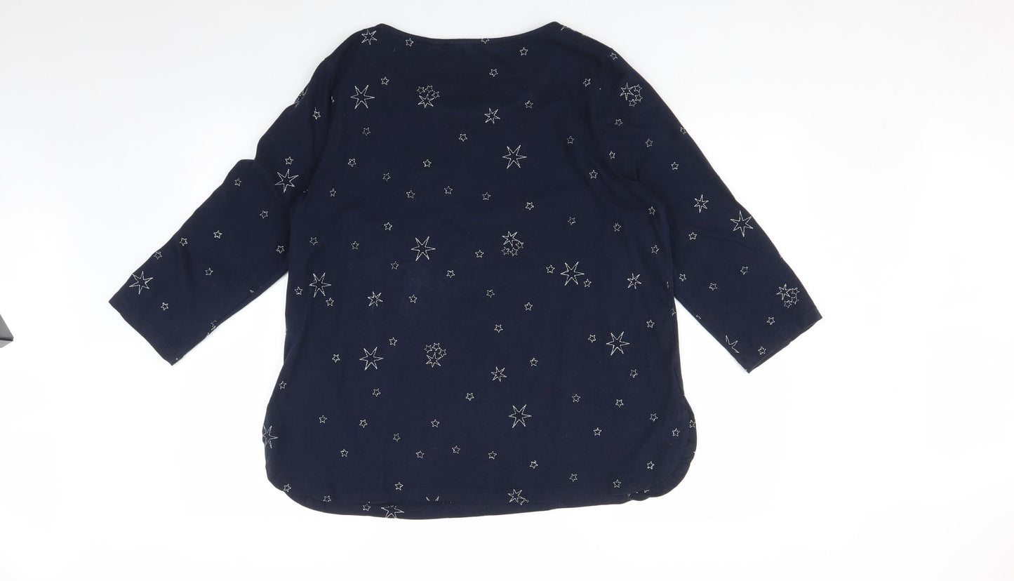 Fatface Womens Blue   Basic T-Shirt Size 16  - Star print