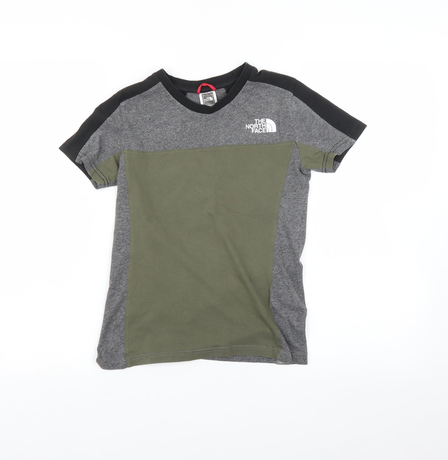 The North Face Boys Green Striped  Basic T-Shirt Size 9-10 Years