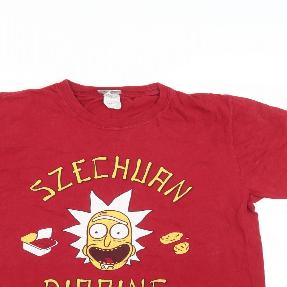 Gildan Mens Red    T-Shirt Size L  - Rick&Morty
