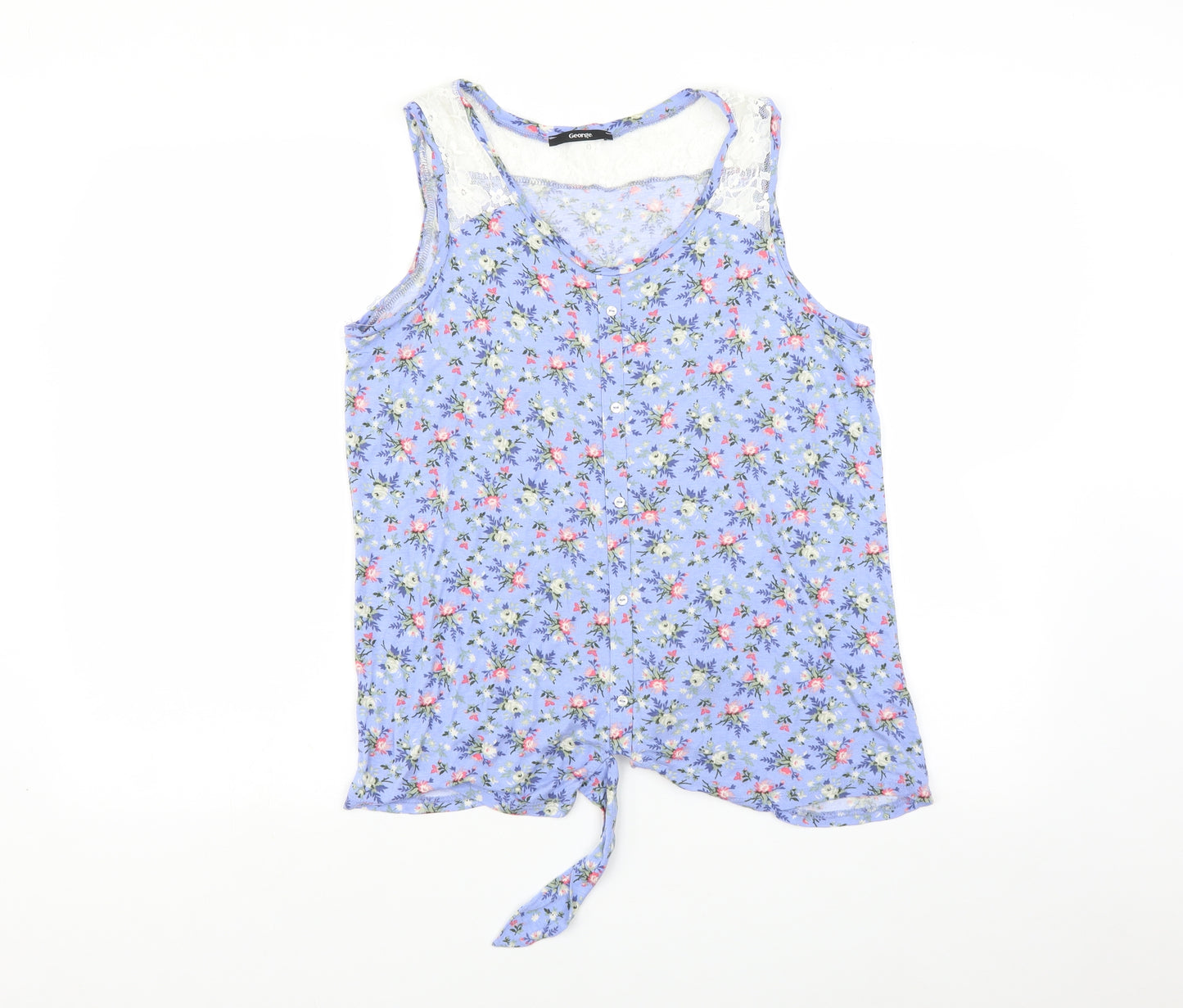 George Womens Purple Floral  Basic T-Shirt Size 14