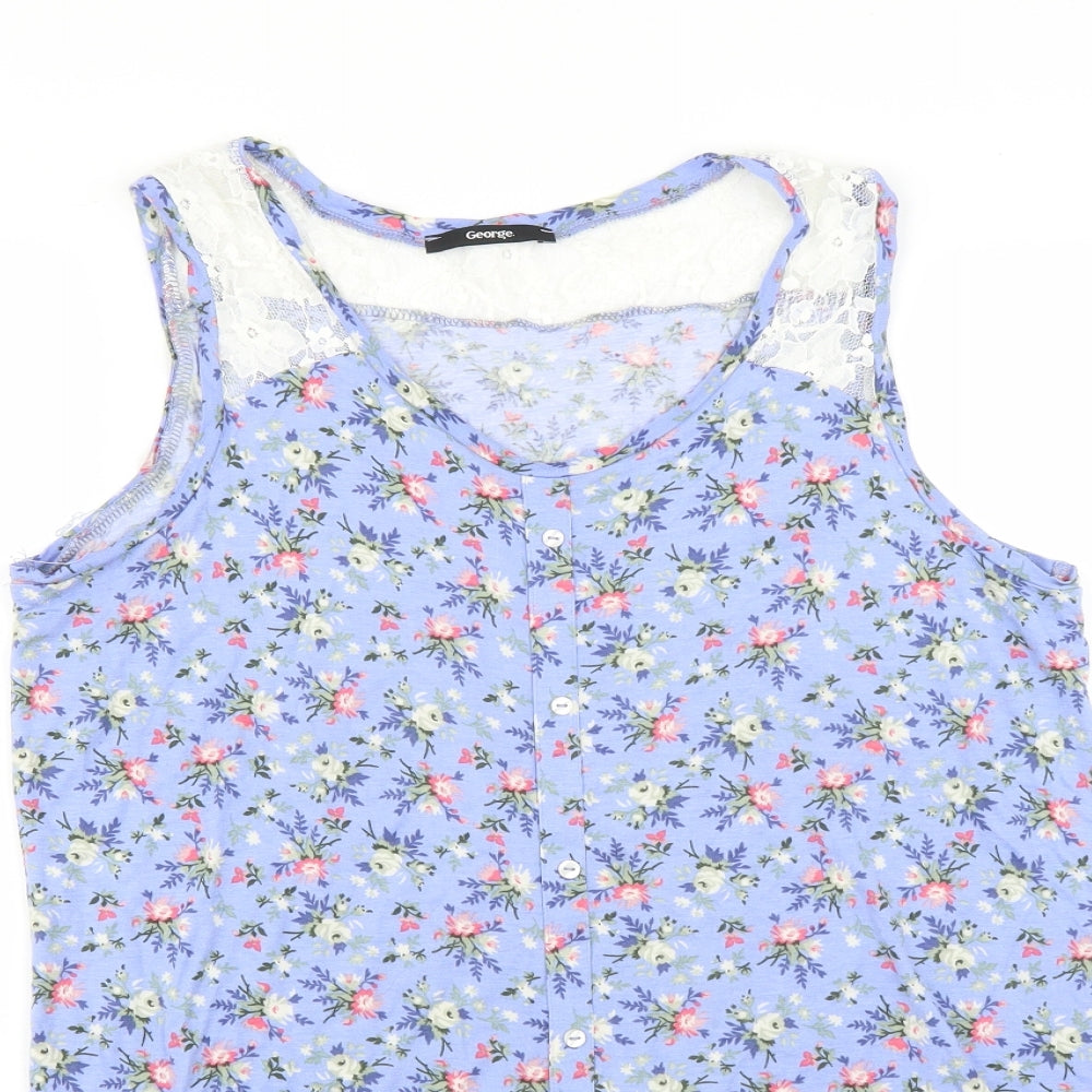 George Womens Purple Floral  Basic T-Shirt Size 14