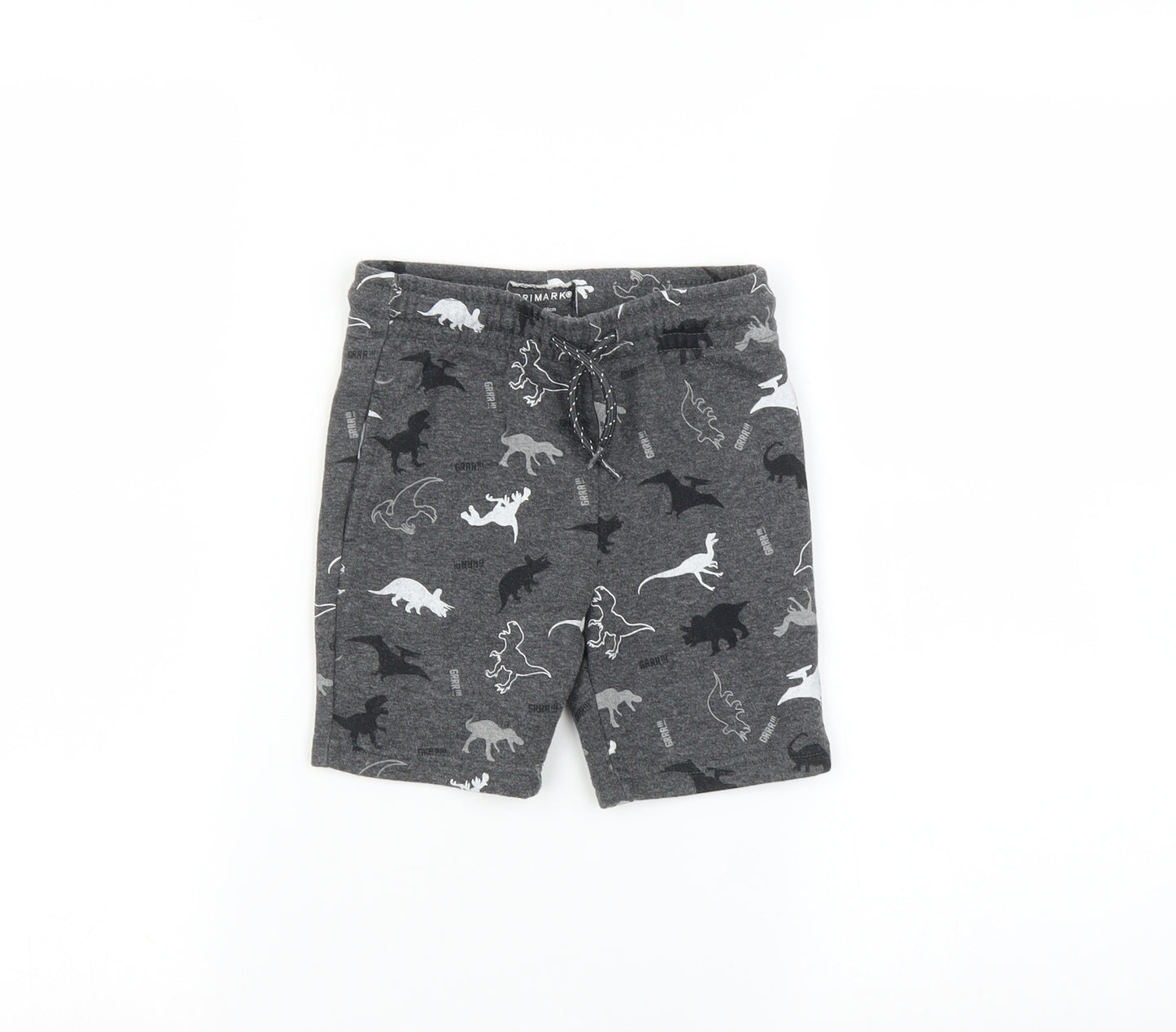 Primark Boys Grey   Sweat Shorts Size 2-3 Years - Dinosaur print