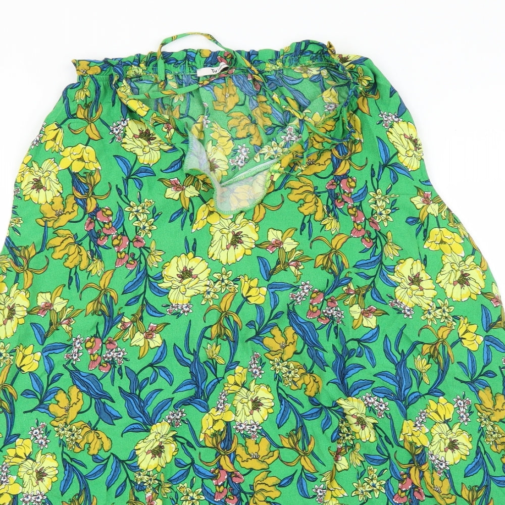 TU Womens Green Floral  Basic Blouse Size 22