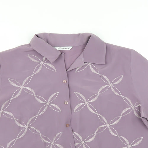 BERKETEX Womens Purple Floral  Basic Button-Up Size 14