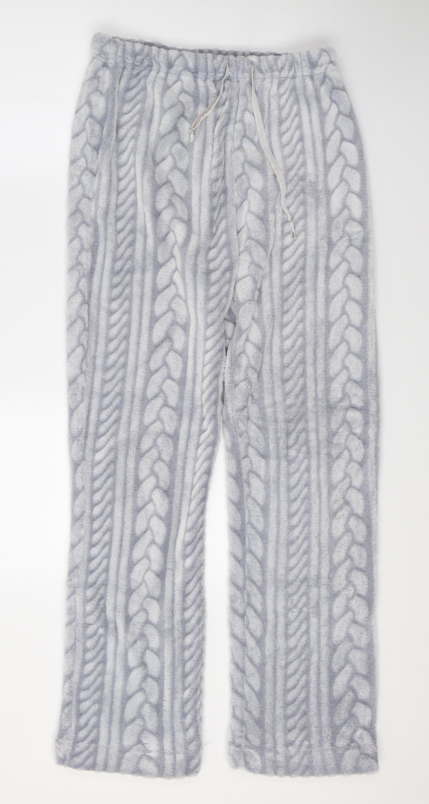Preworn Womens Grey Solid   Pyjama Pants Size 12  - Plait pattern detail Fluffy