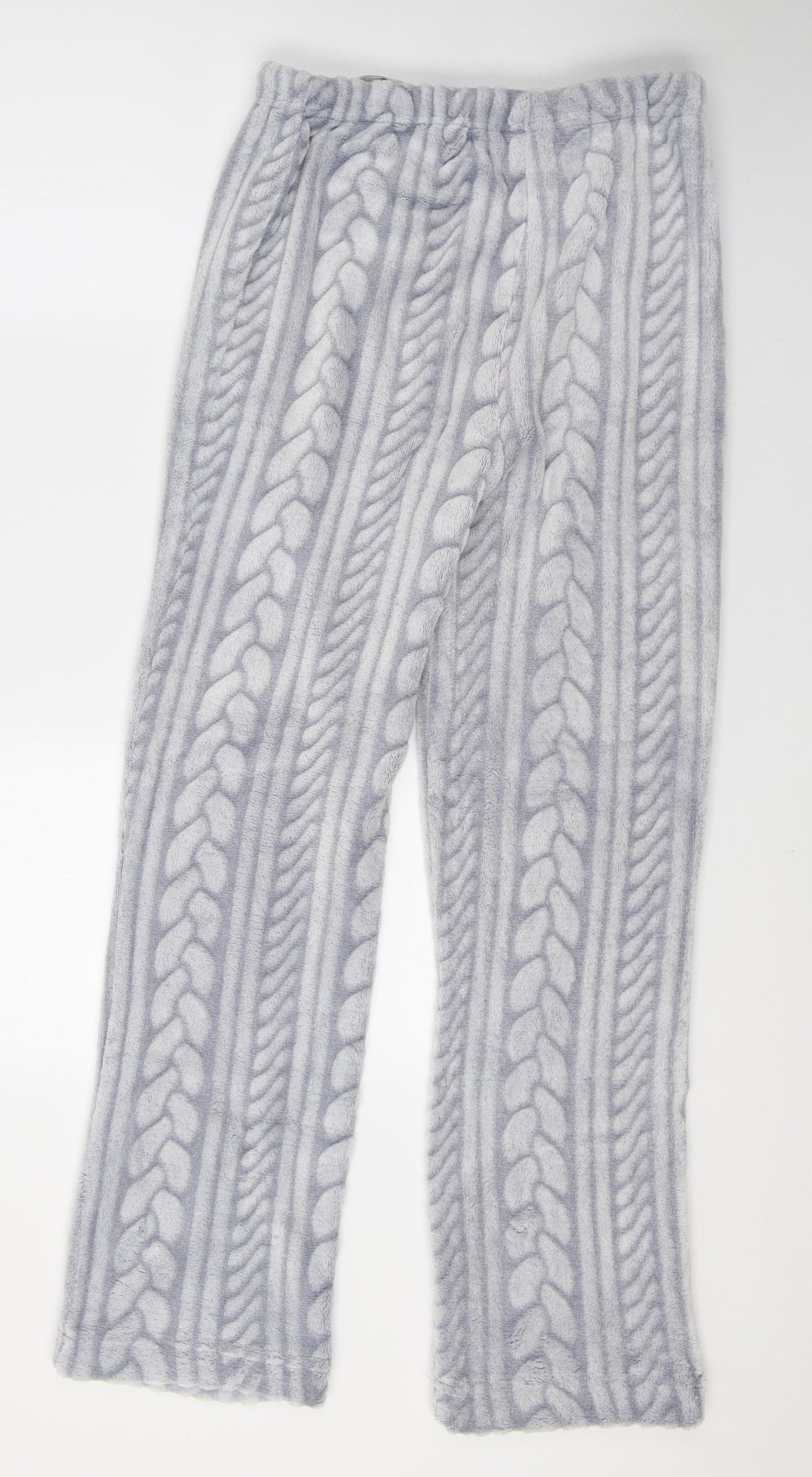 Preworn Womens Grey Solid   Pyjama Pants Size 12  - Plait pattern detail Fluffy