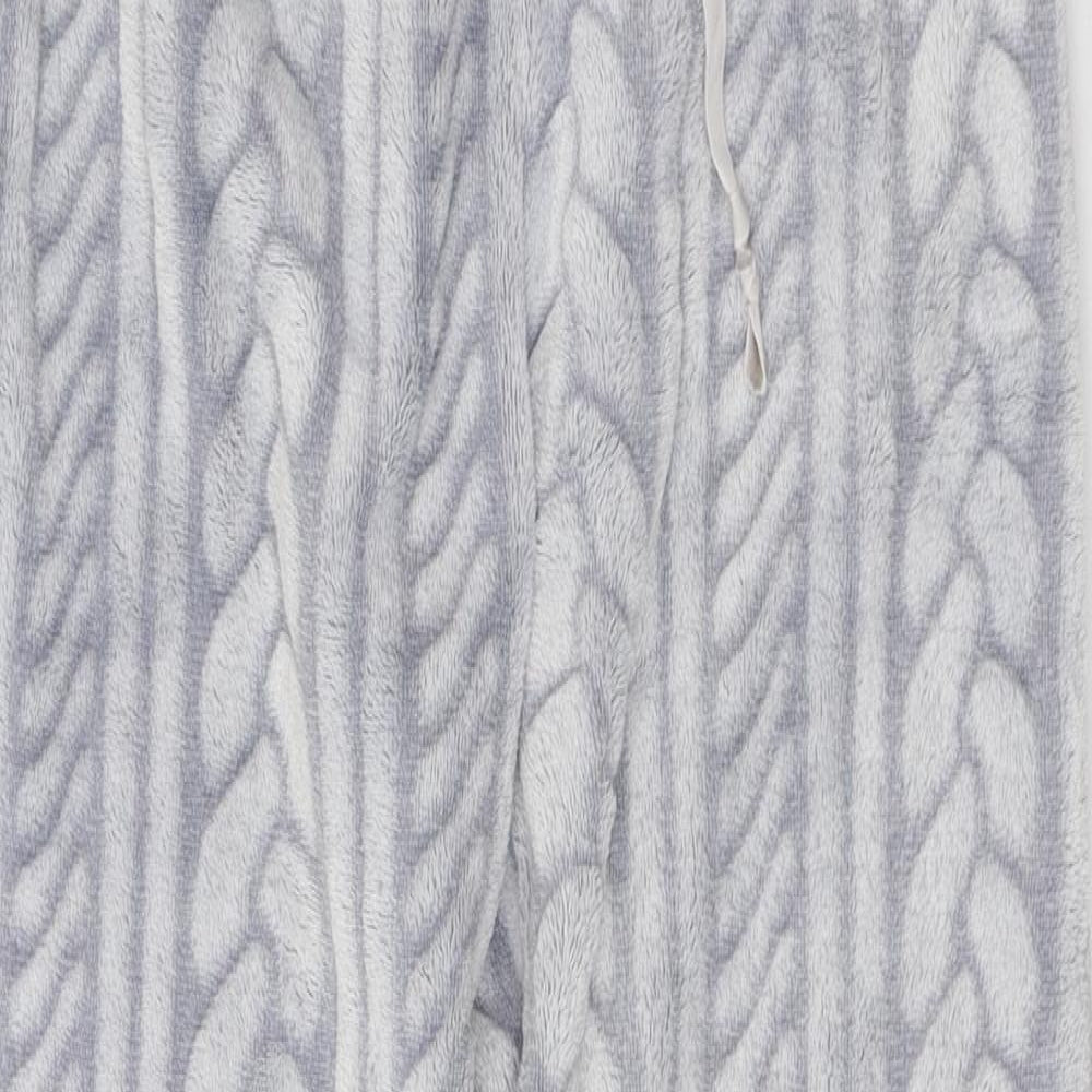 Preworn Womens Grey Solid   Pyjama Pants Size 12  - Plait pattern detail Fluffy
