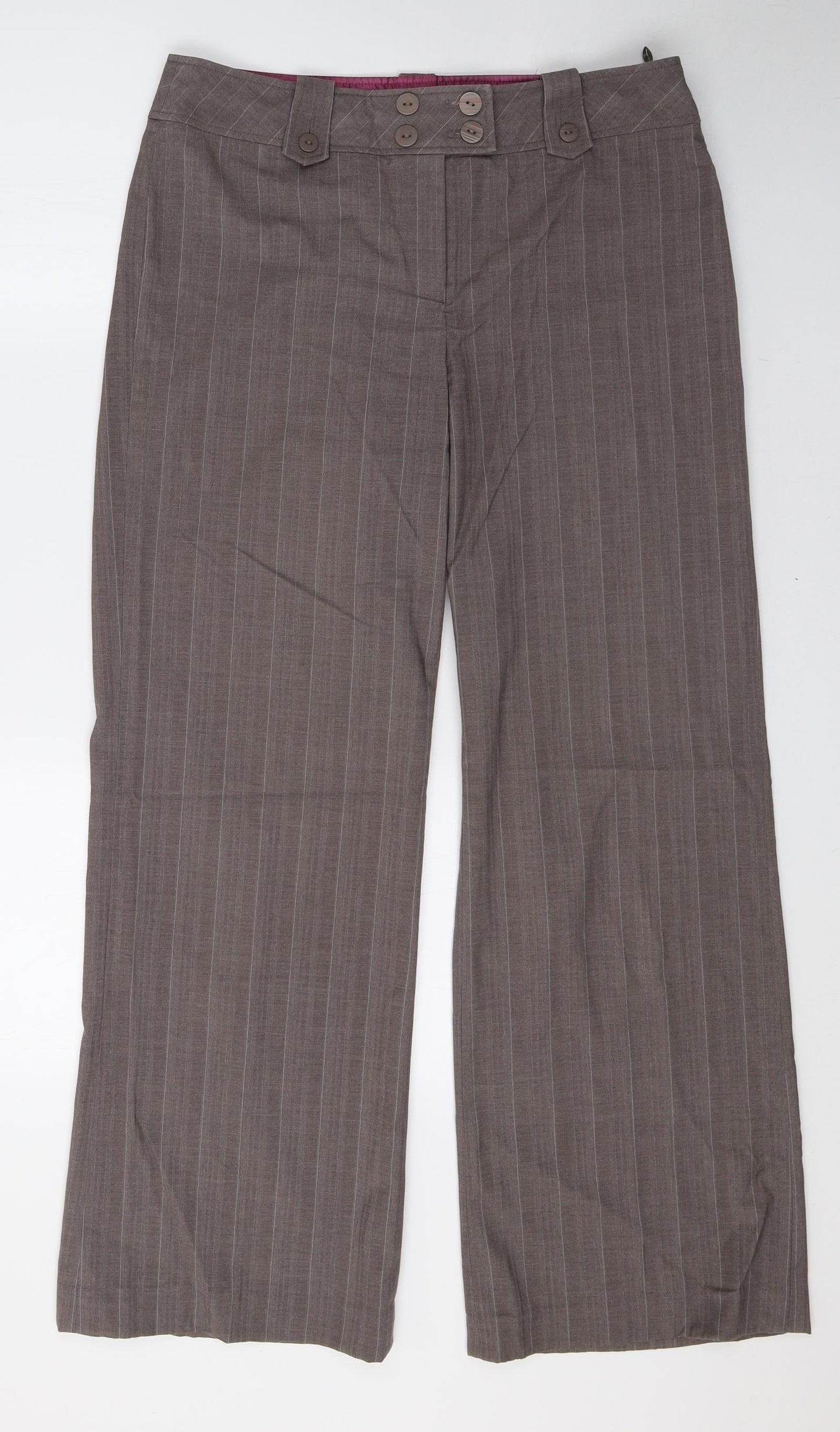 NEXT Womens Brown Striped  Trousers  Size 12 L29 in