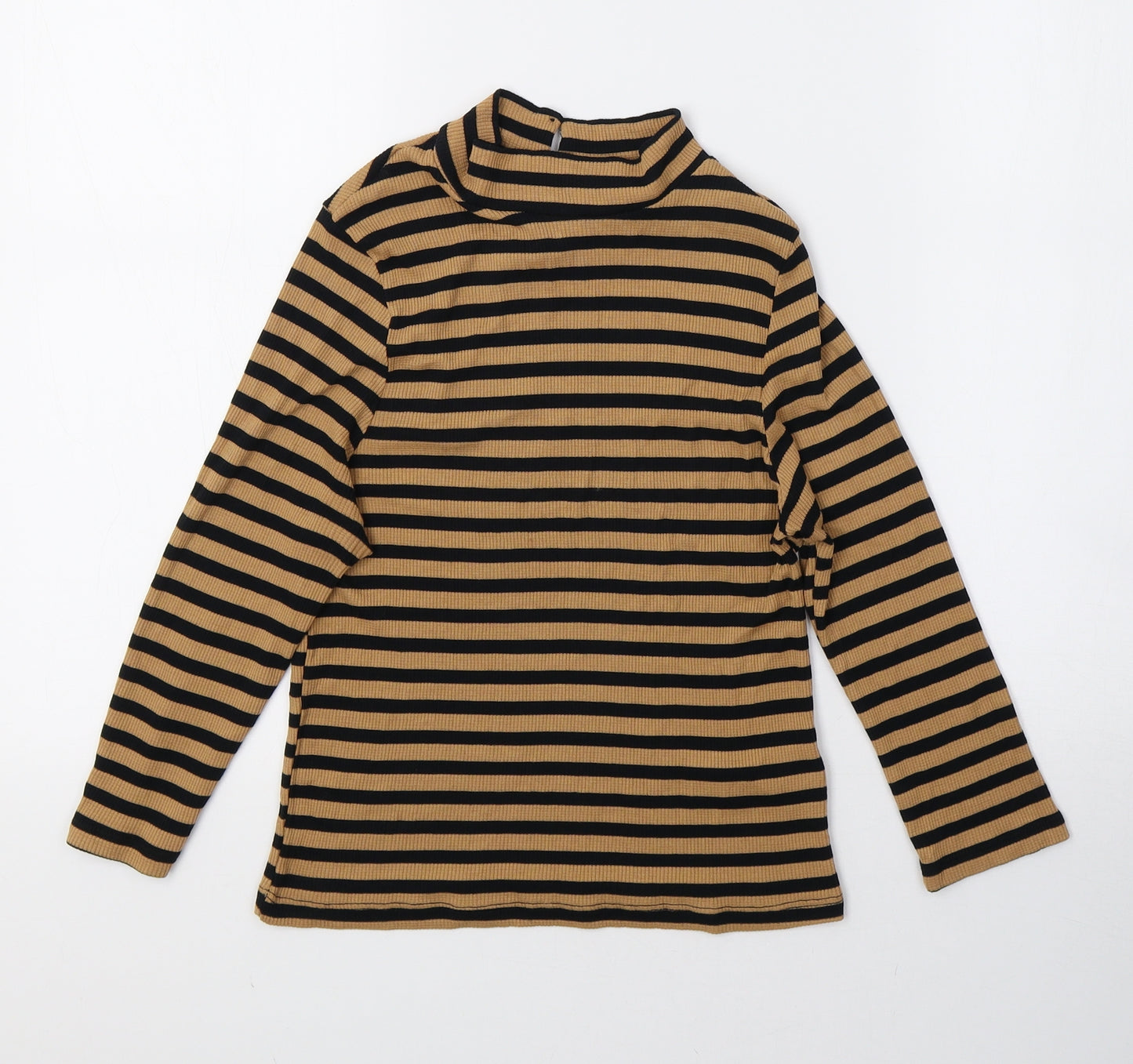 Miss Selfridge Womens Brown Striped  Basic T-Shirt Size 12  - Ribbed