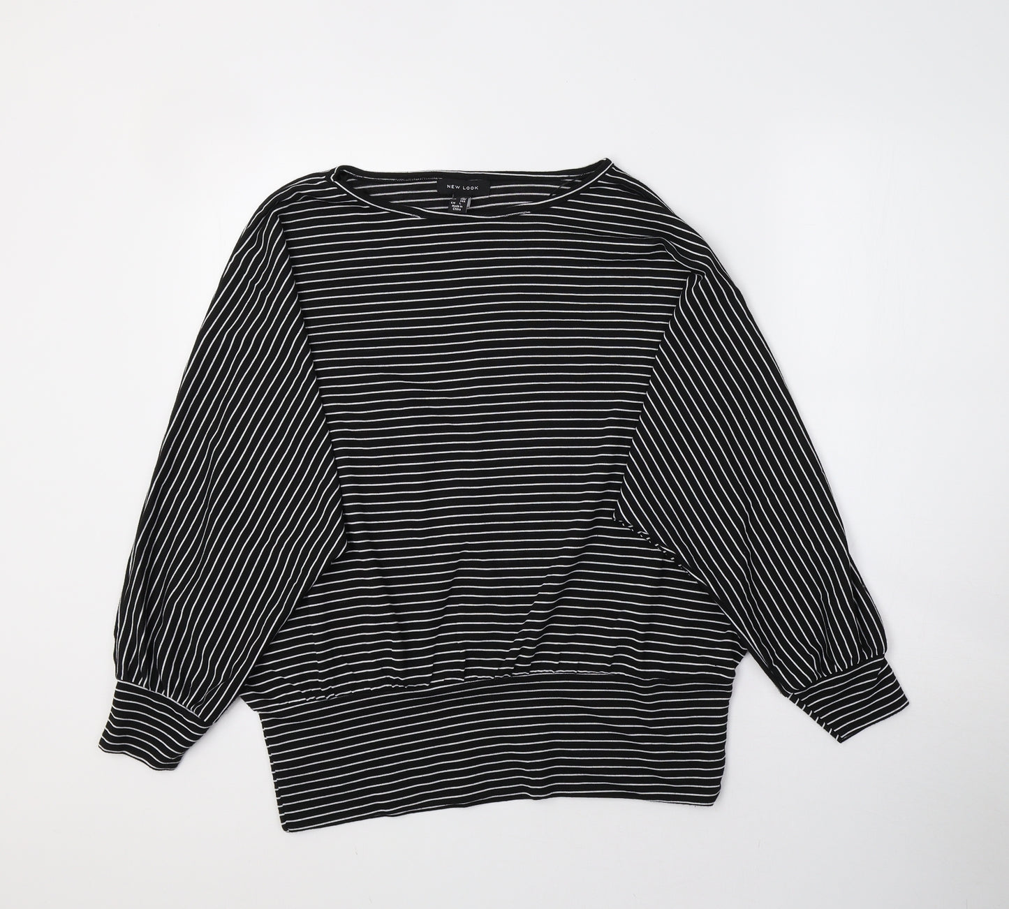 New Look Womens Black Striped  Basic T-Shirt Size M  - Batwing