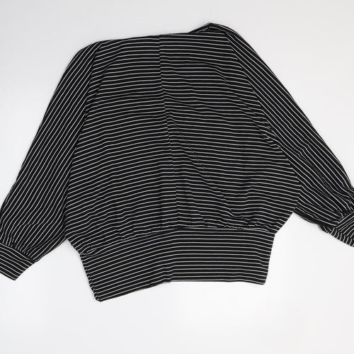 New Look Womens Black Striped  Basic T-Shirt Size M  - Batwing