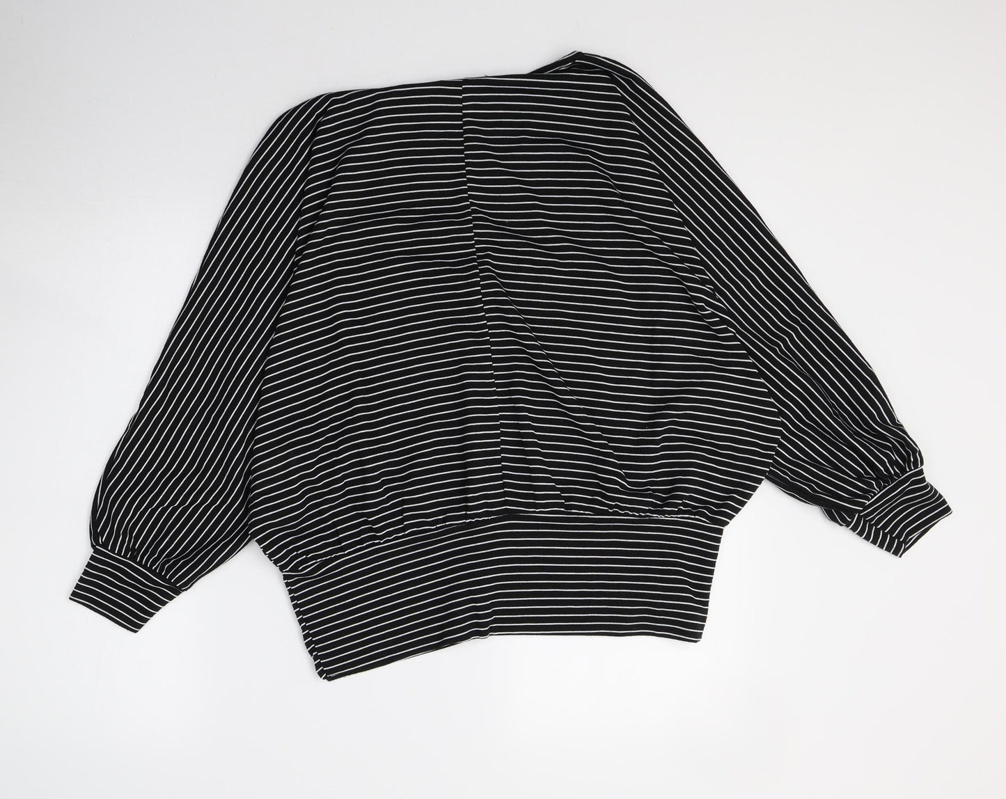 New Look Womens Black Striped  Basic T-Shirt Size M  - Batwing