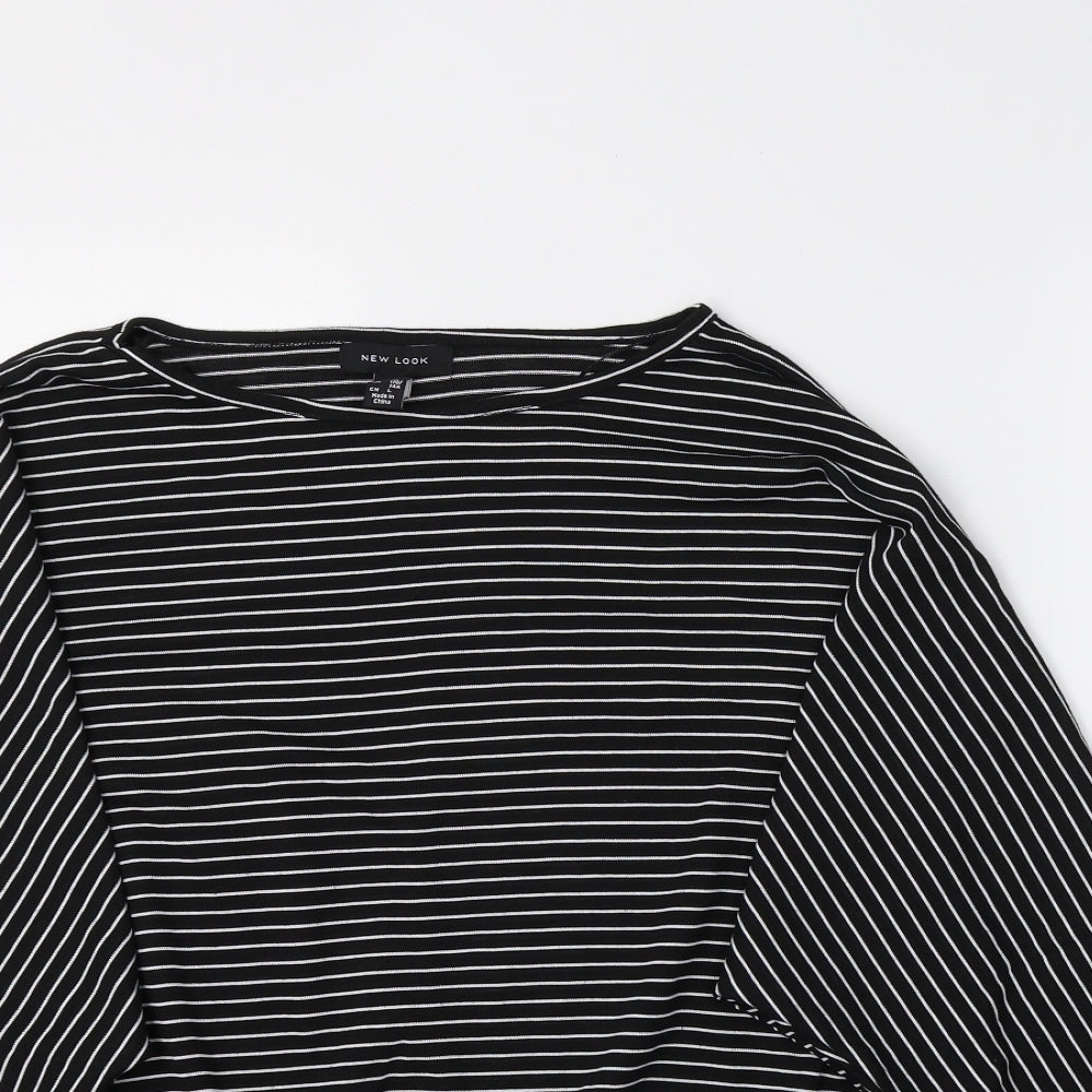 New Look Womens Black Striped  Basic T-Shirt Size M  - Batwing