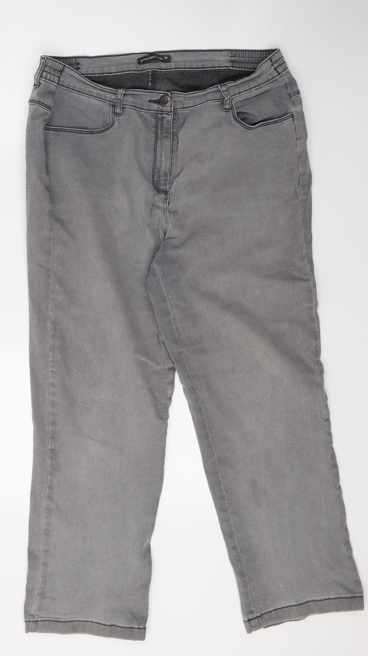 Bonmarché Womens Grey  Denim Straight Jeans Size 16 L26 in