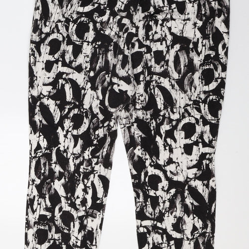 Topshop Womens Black   Cropped Trousers Size 14 L25 in - Abstract pattern