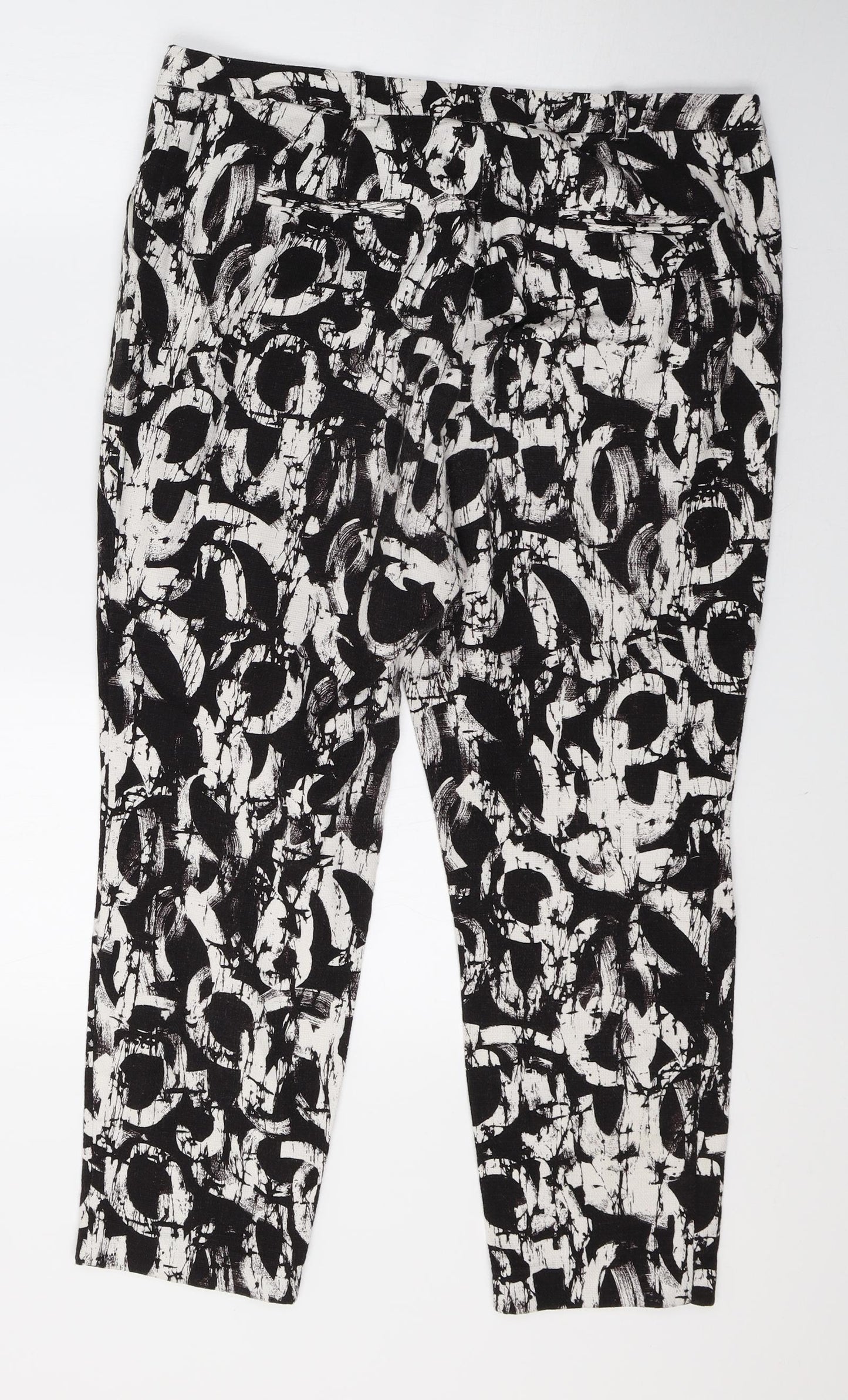 Topshop Womens Black   Cropped Trousers Size 14 L25 in - Abstract pattern