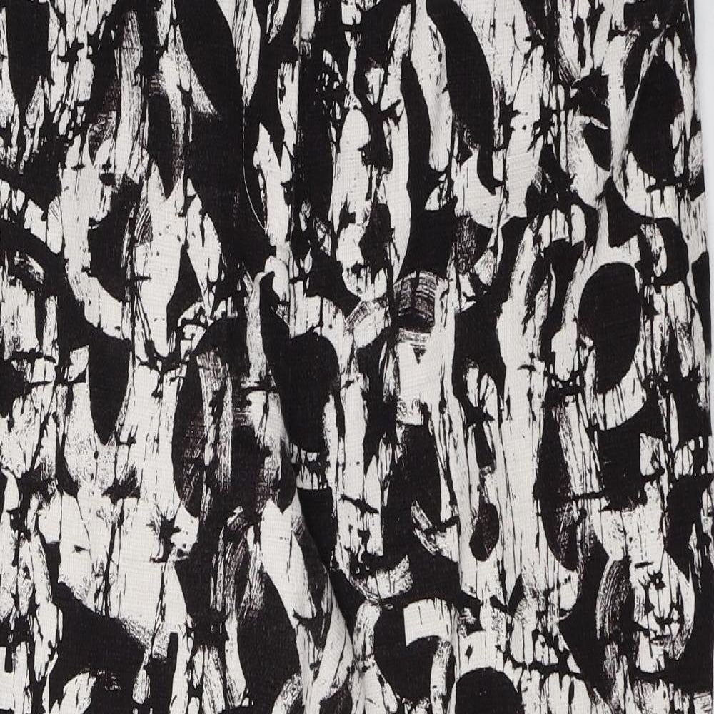 Topshop Womens Black   Cropped Trousers Size 14 L25 in - Abstract pattern