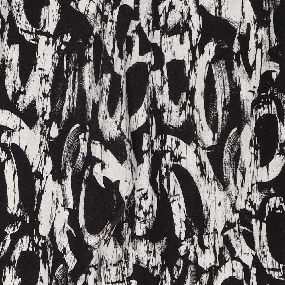 Topshop Womens Black   Cropped Trousers Size 14 L25 in - Abstract pattern