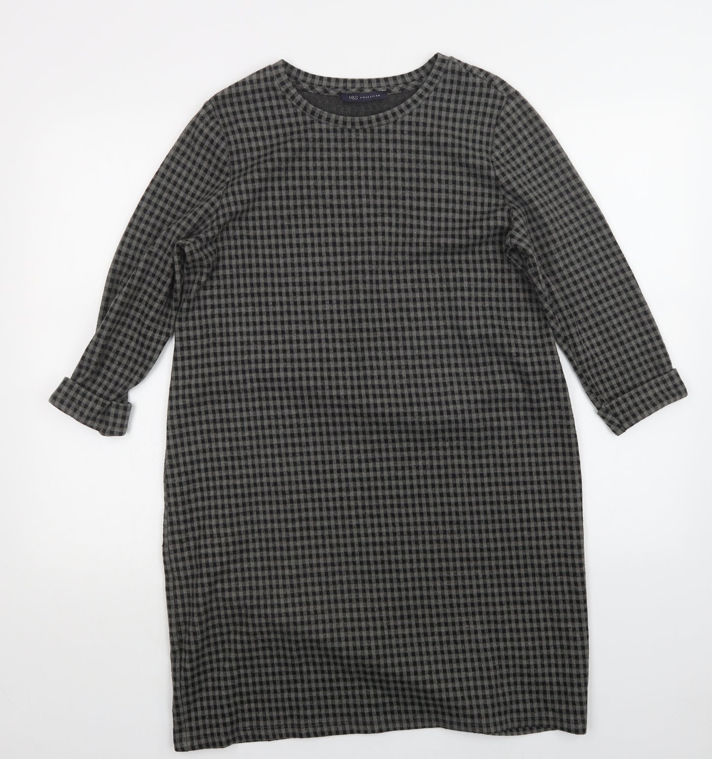 Marks and Spencer Womens Black Check  Shirt Dress  Size 14