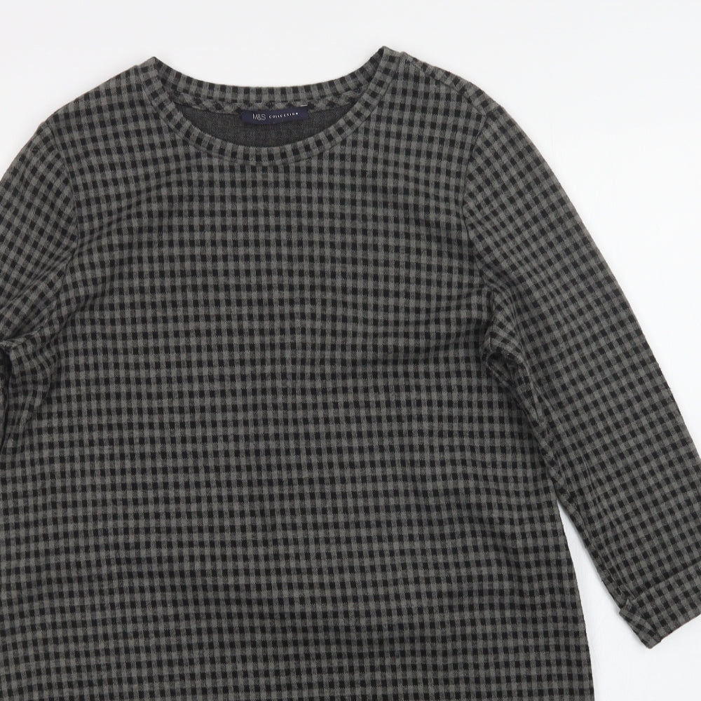 Marks and Spencer Womens Black Check  Shirt Dress  Size 14