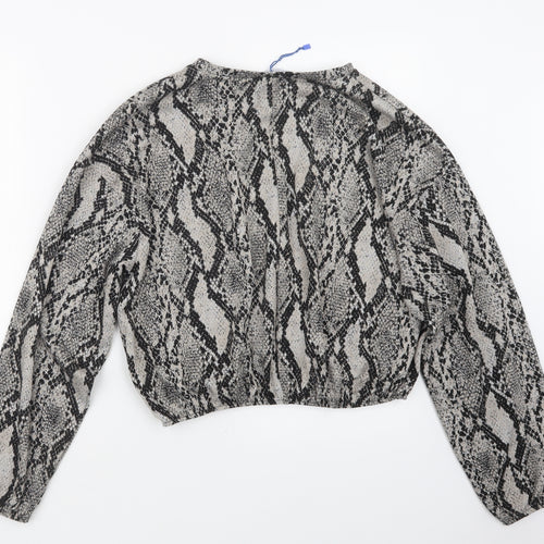 Zara Womens Grey Animal Print  Basic T-Shirt Size L