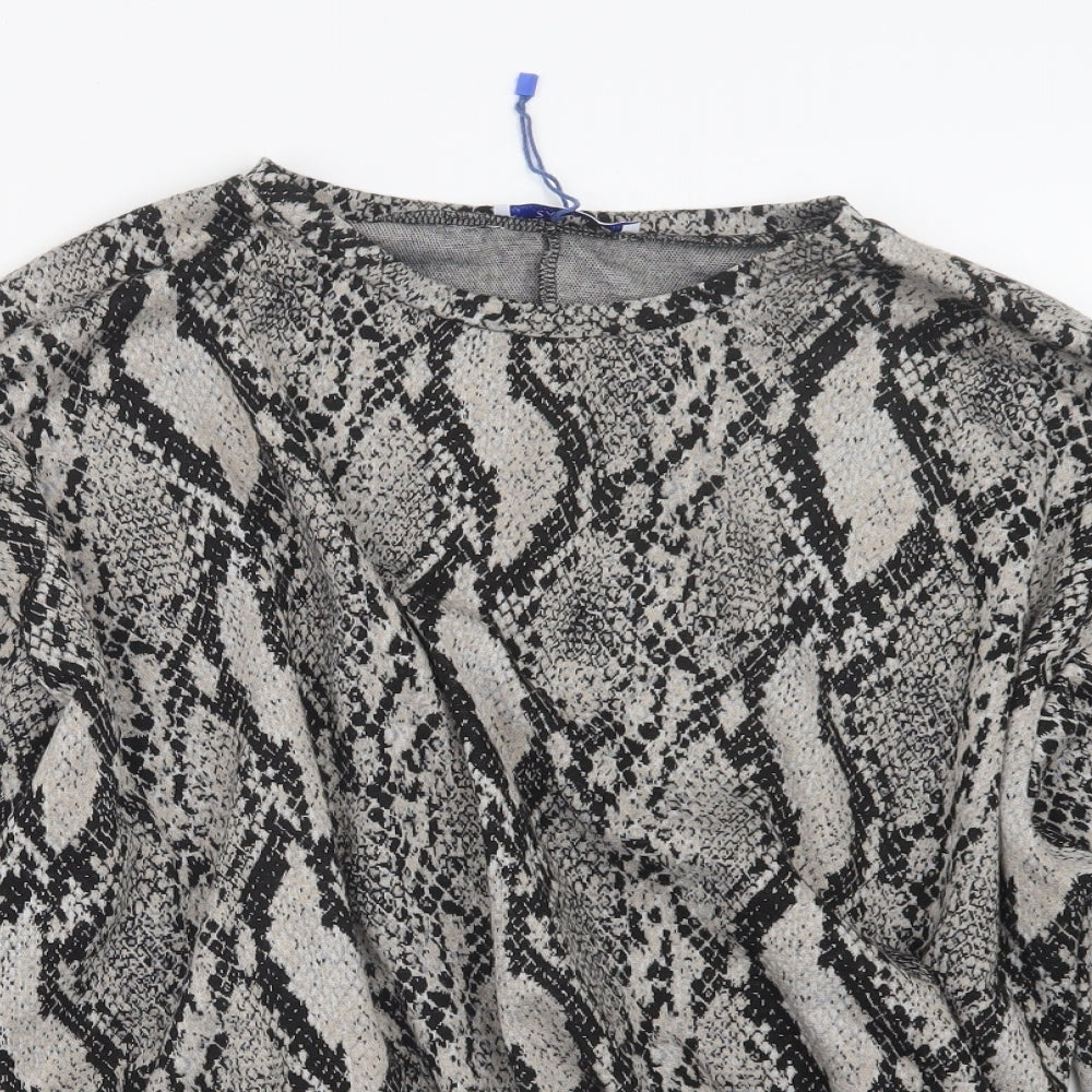 Zara Womens Grey Animal Print  Basic T-Shirt Size L