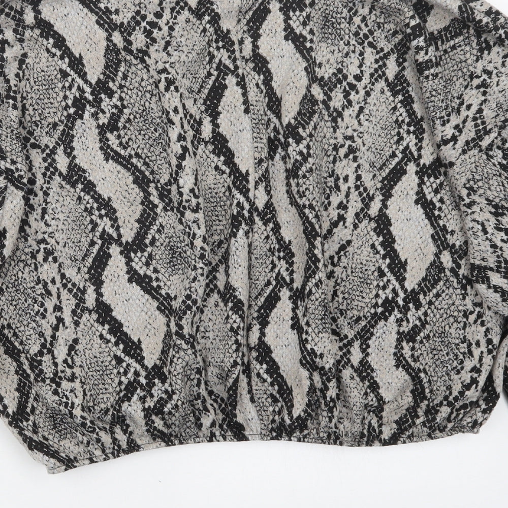 Zara Womens Grey Animal Print  Basic T-Shirt Size L