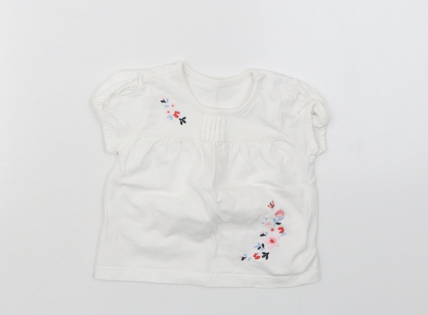 Nutmeg Girls White   Basic T-Shirt Size 3-6 Months