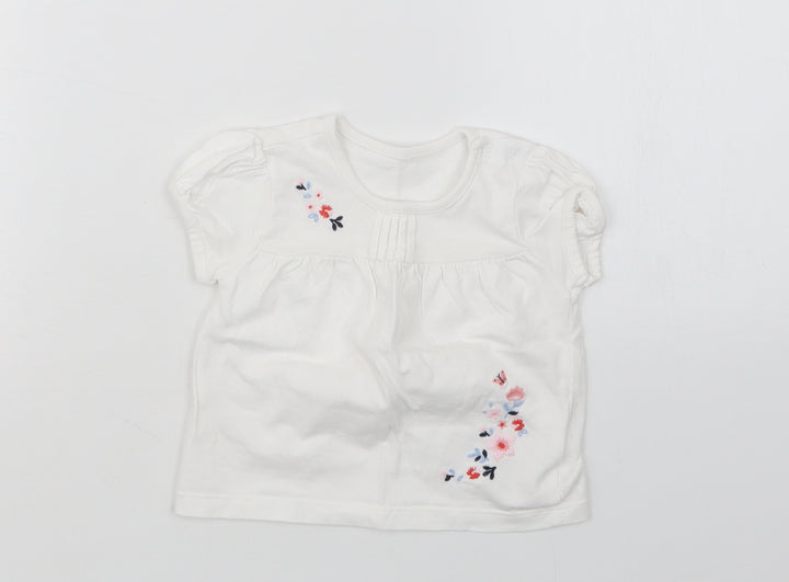 Nutmeg Girls White   Basic T-Shirt Size 3-6 Months